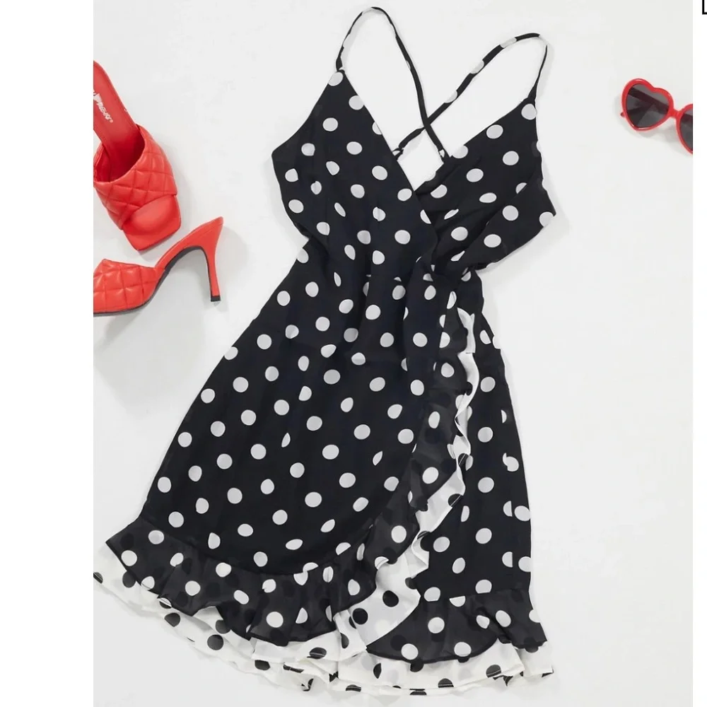 Bardot | black/white polka dot mini wrap dress - Picture 3 of 7